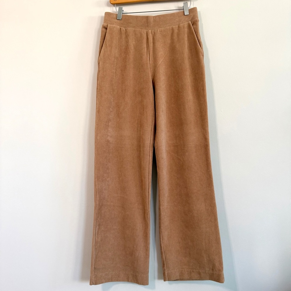 Lands' End Corduroy Camel Wide Leg Pull On Comfort Stretch Womens Pants Size 6-8